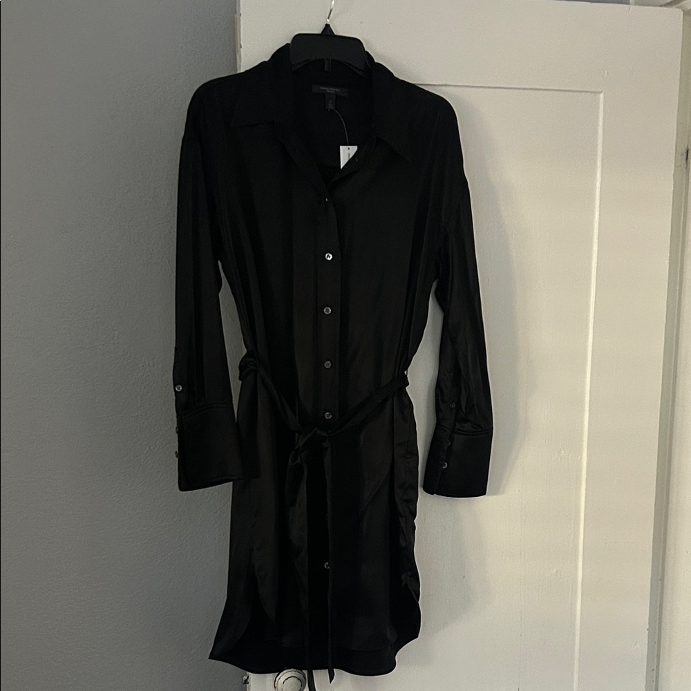 Banana Republic Black Long Sleeve  “Men’s Shirt” Silk Dress NWT